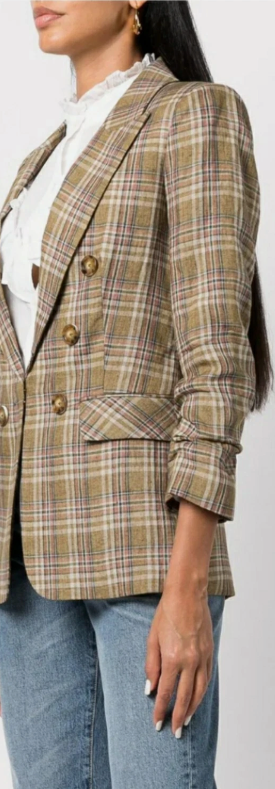 Veronica Beard Beacon Plaid Dickey Blazer Jacket in Green size 6
