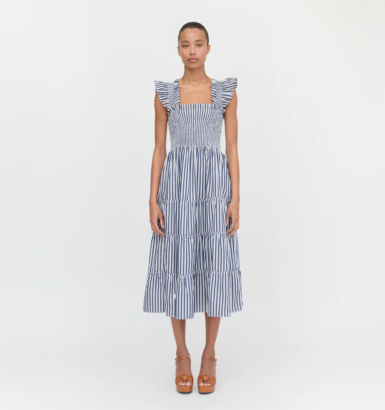 Hill House The Ellie Nap Dress in Navy Stripe size XS