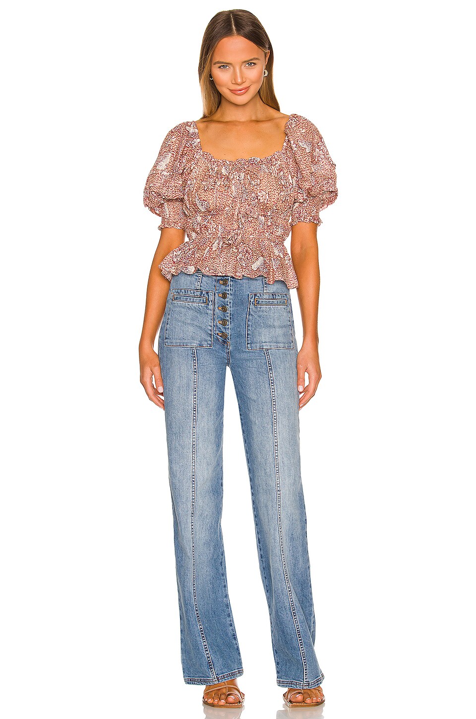 Ulla Johnson Kavi Blouse Top in Sandalwood size 4