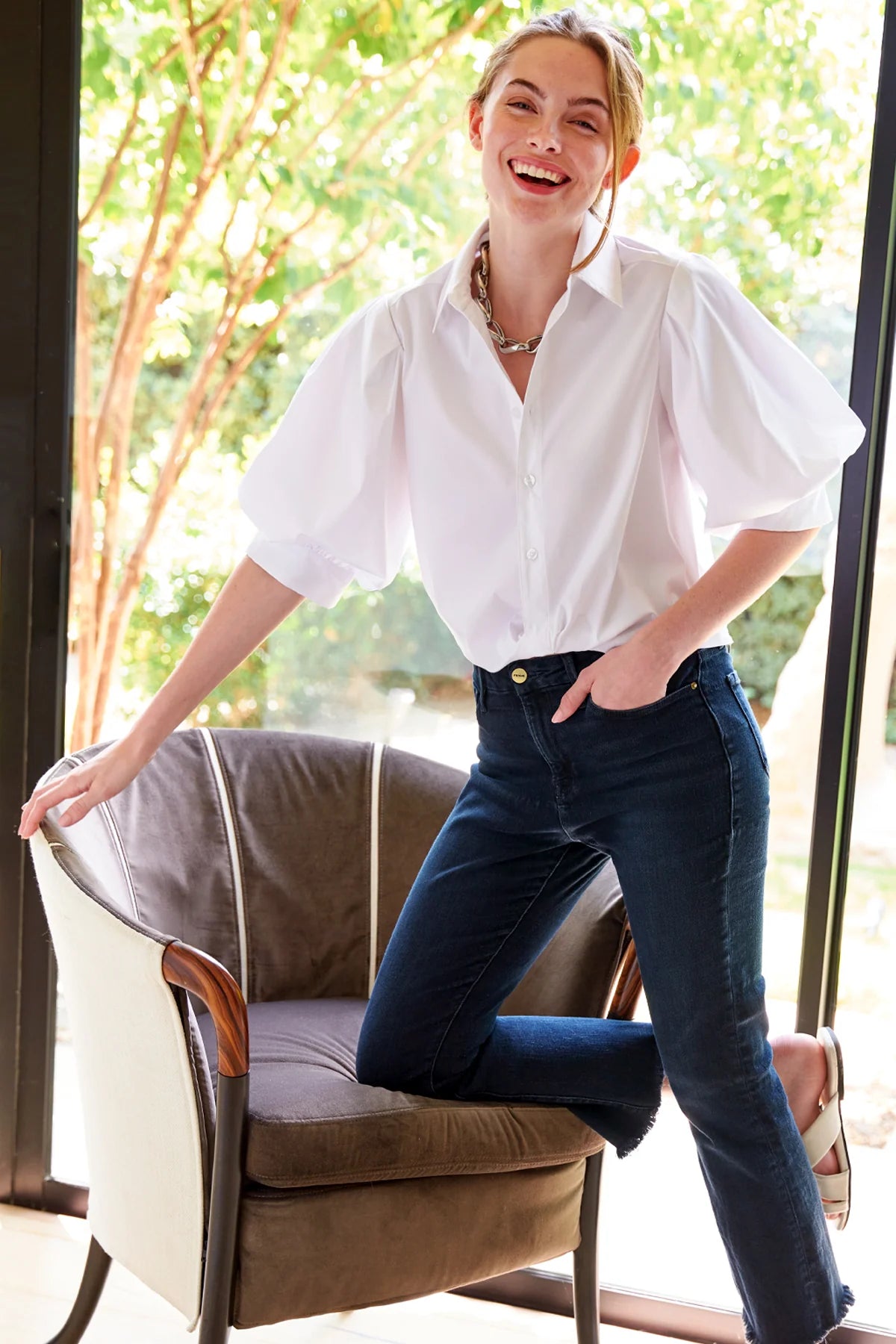 Finley Bomba Shirt in White Poplin size S