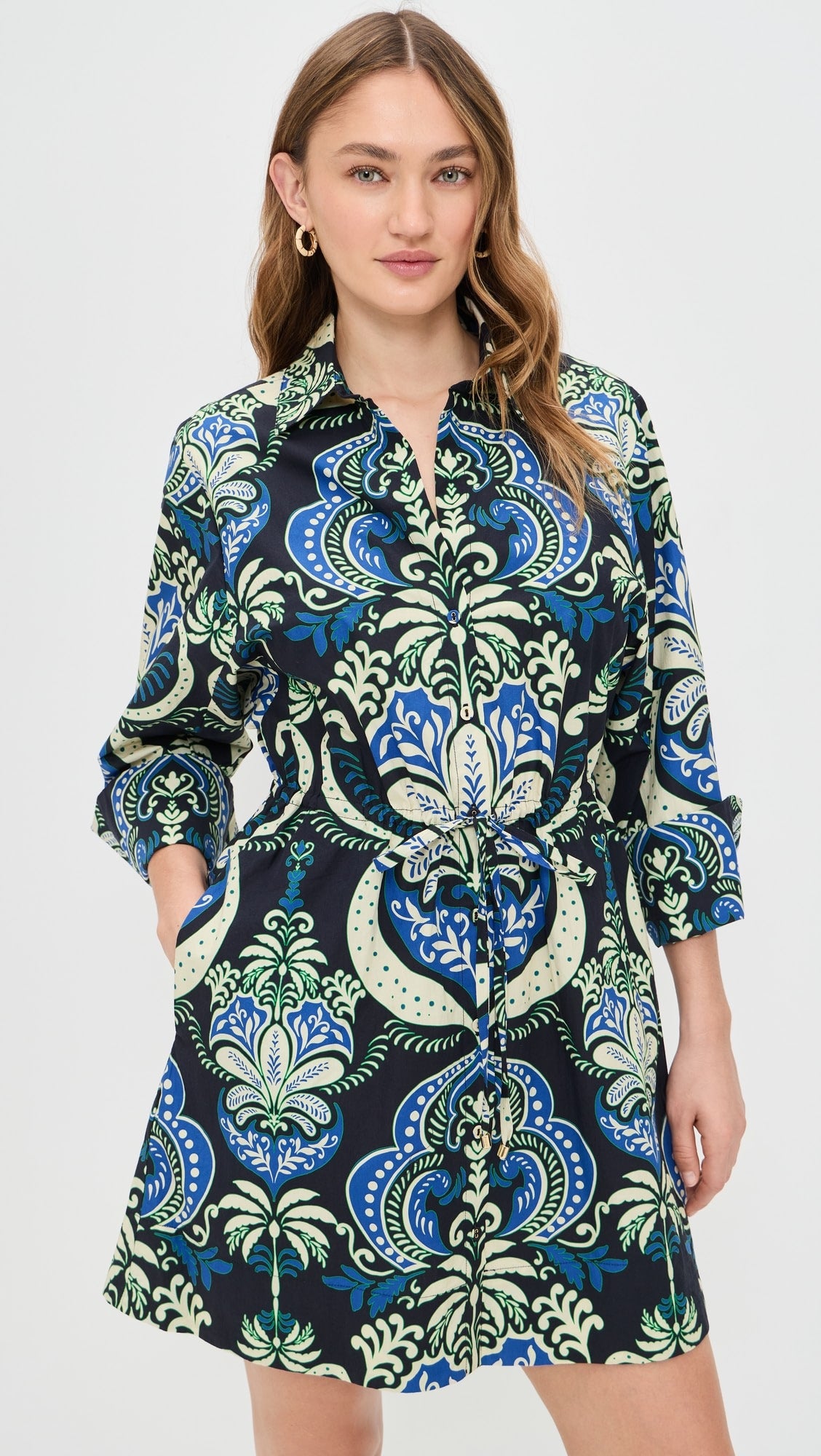 Cara Cara Henry Mini Dress in Palm Pavillion Cobalt size S