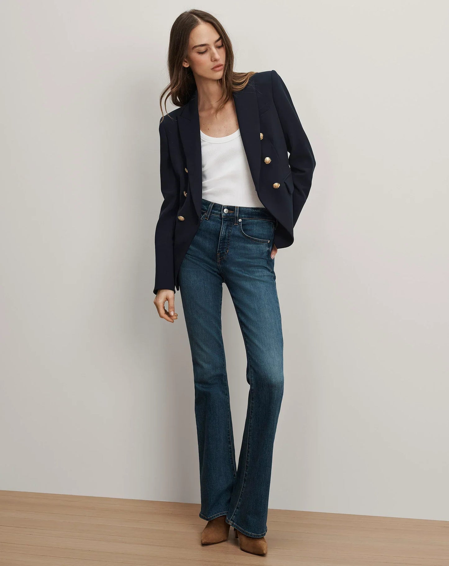 Veronica Beard Miller Dickey Jacket Navy Blue with Gold Buttons size 2