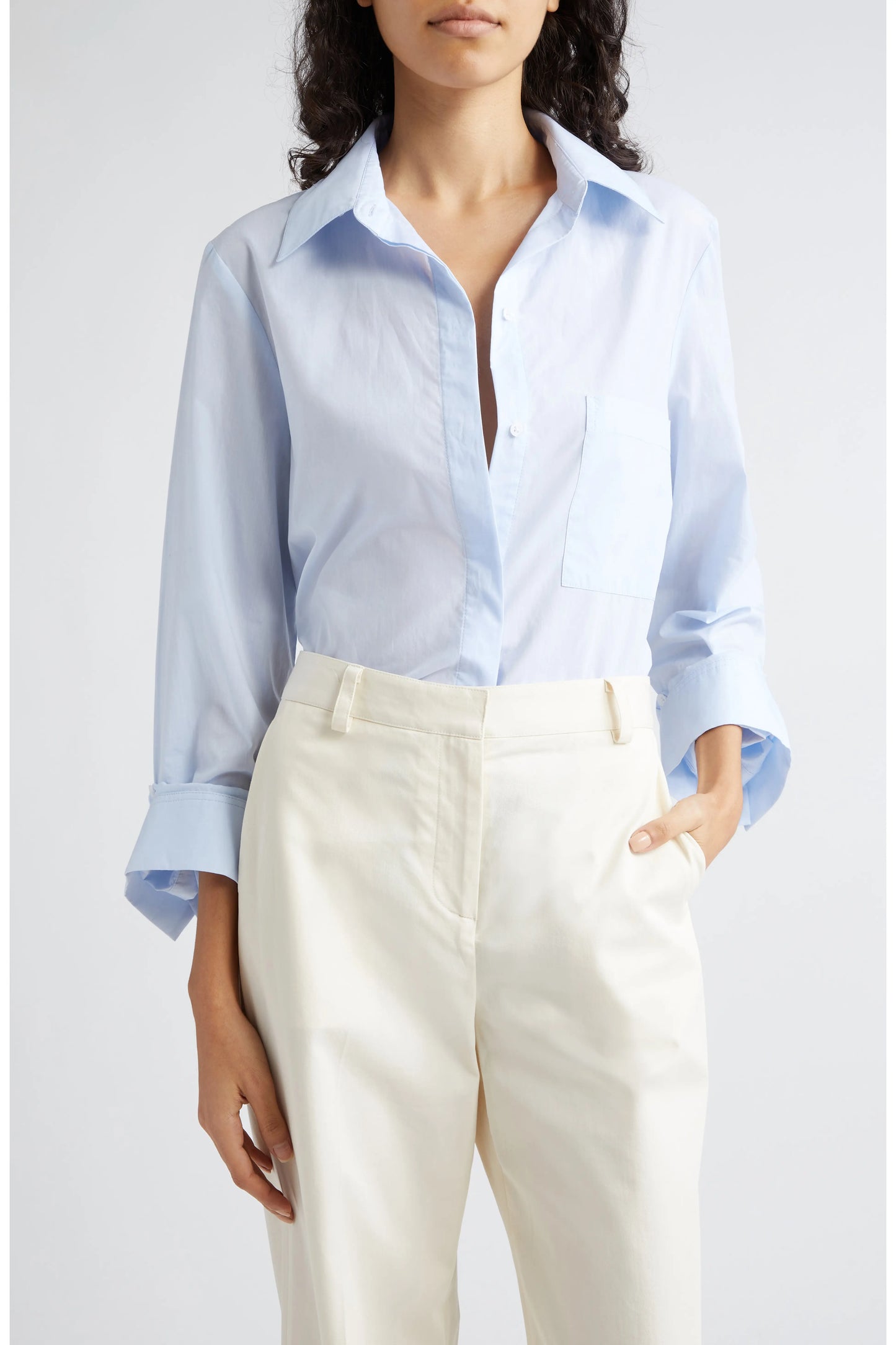 TWP Boyfriend Button-Up Shirt Blue size XL