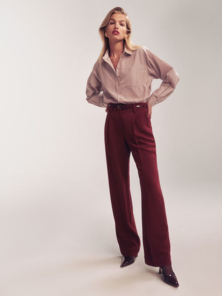 Reformation Alex Mid Rise Pant in Chianti Red size 4