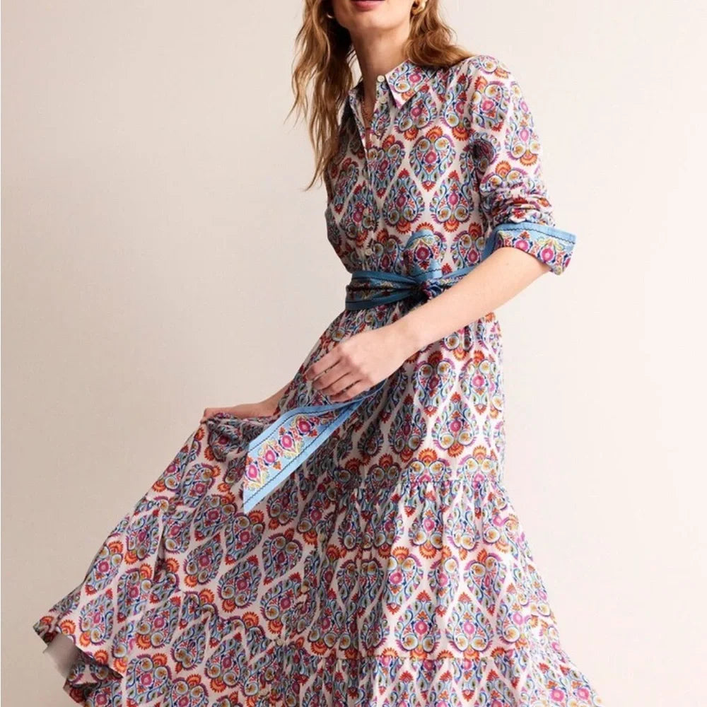 Boden Flo Cotton Midi Shirt Dress size 20-22