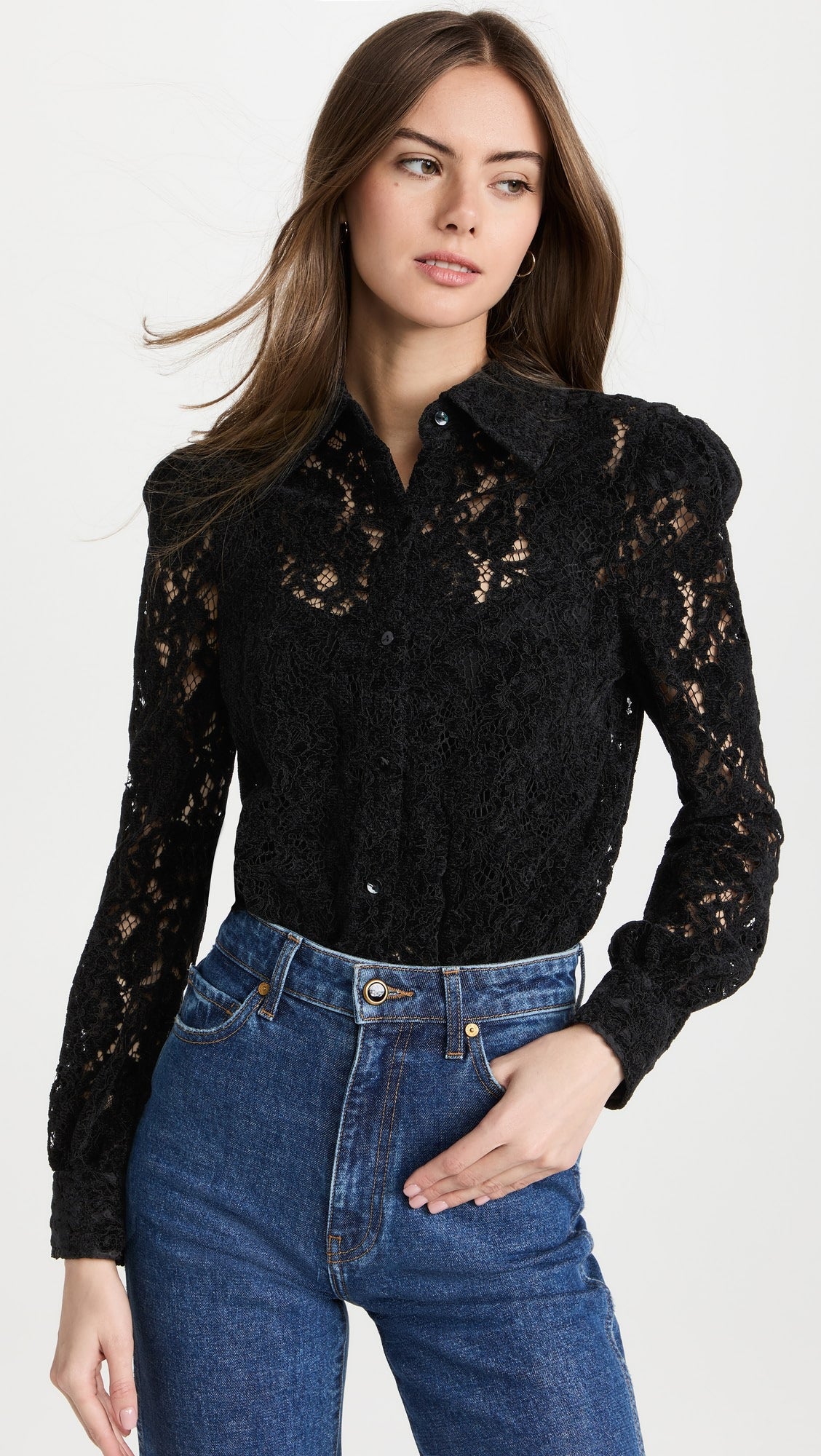 L'Agence Jenica Lace Blouse in Black size S