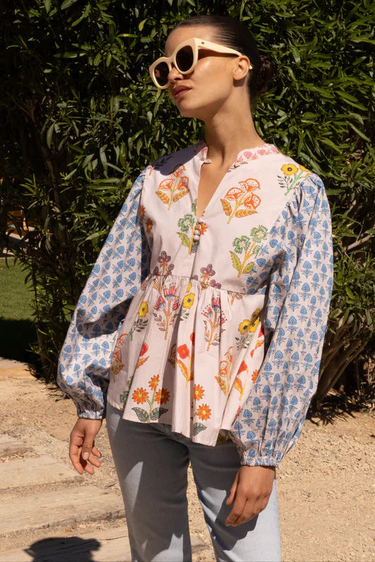 Oliphant Mandarin Balloon Top Provence Blue size S