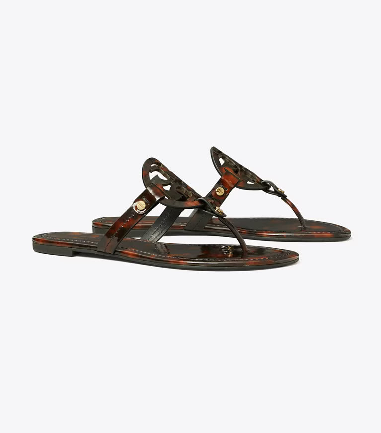 Tory Burch Miller Patent Sandals in Tortoise size 7