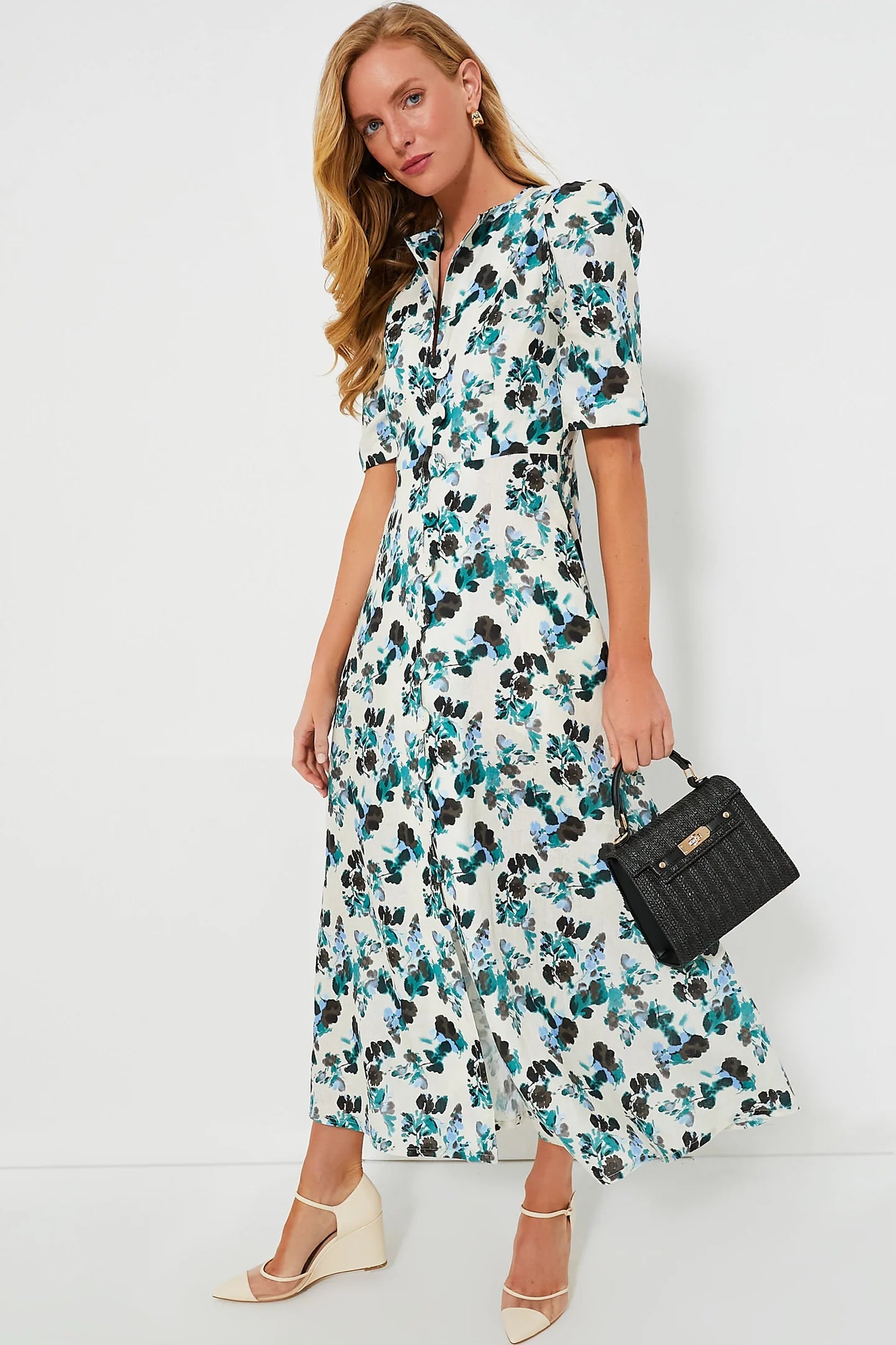 Tuckernuck Budding Bluebell Hadley linen Midi Dress size XXXL