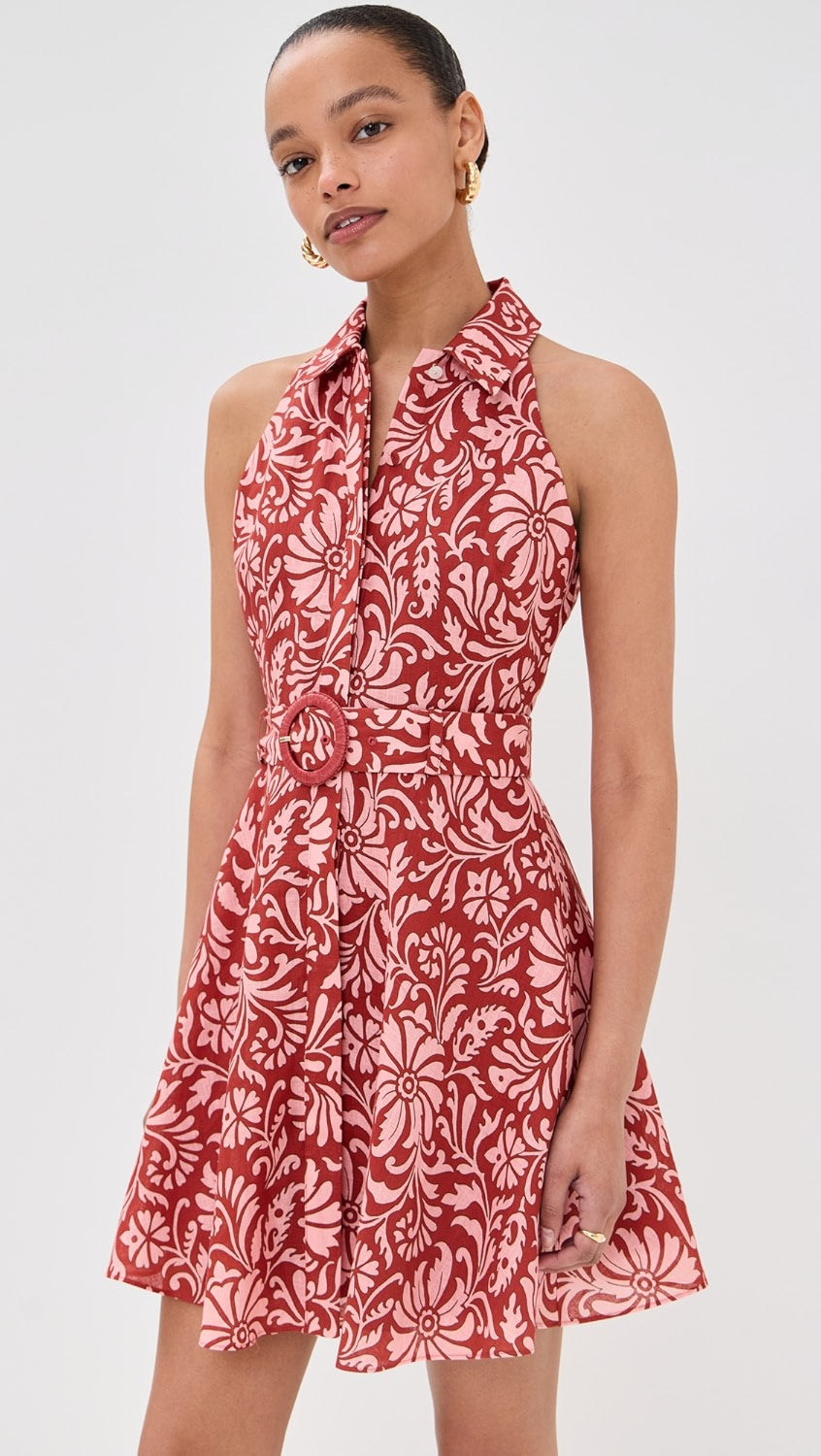 Veronica Beard Beau Floral-Print Linen Mini Dress size 2