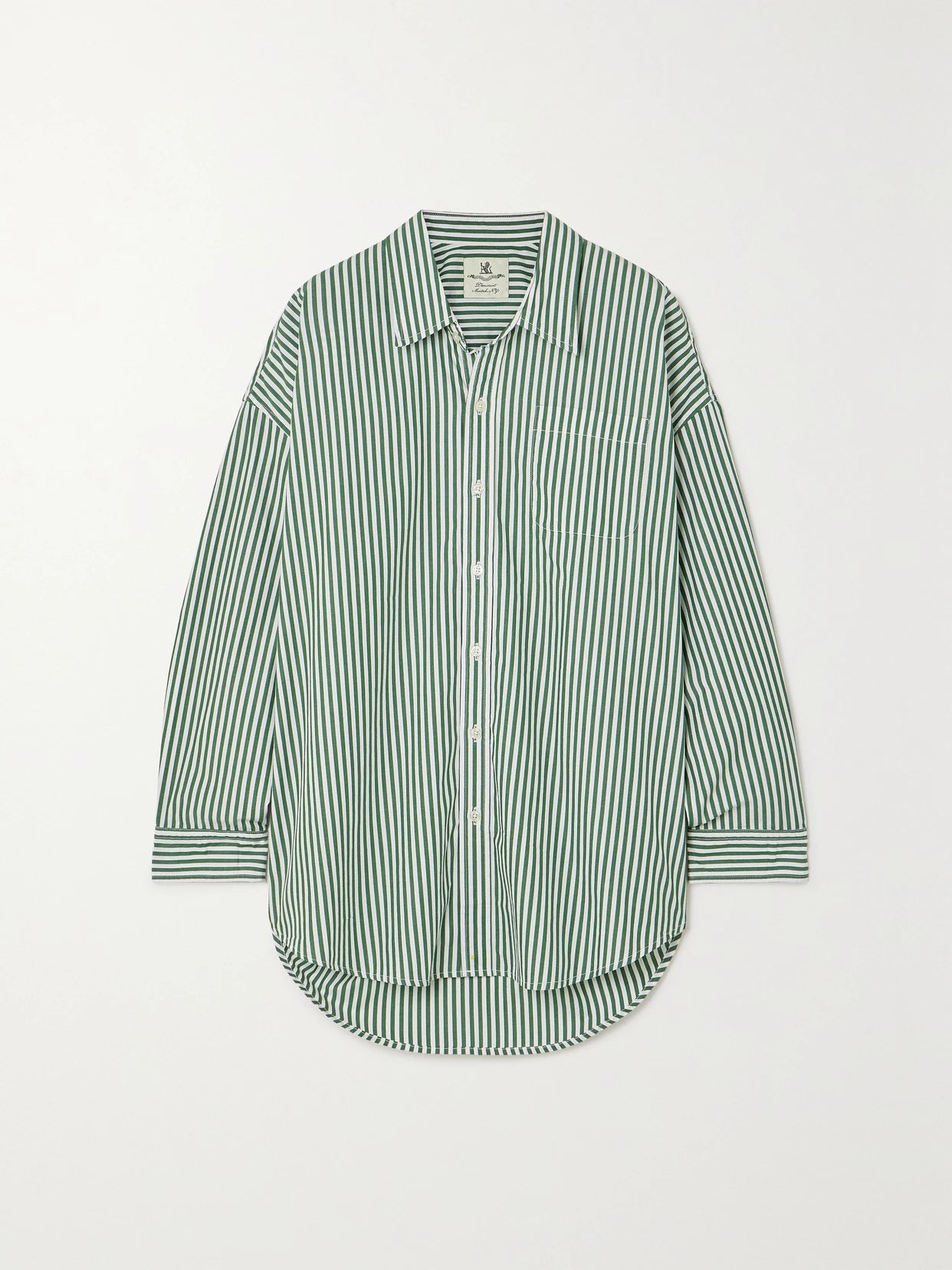 Denimist Button Front Shirt Green Stripe size XS
