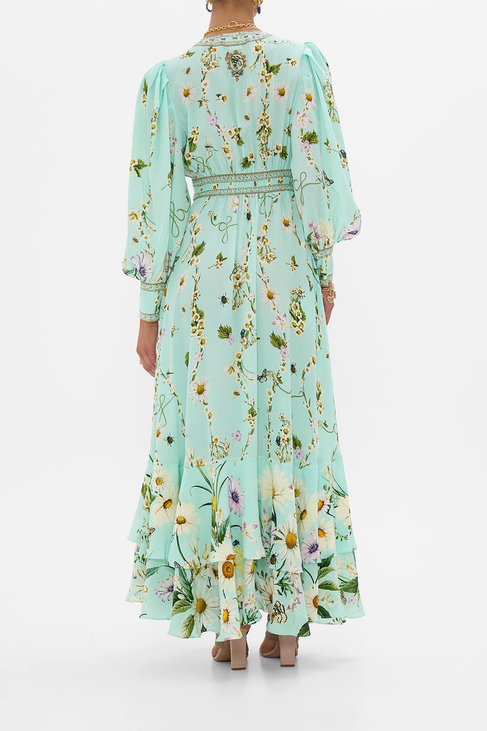 Camilla Long Button Front Dress in Floral Freefall size S