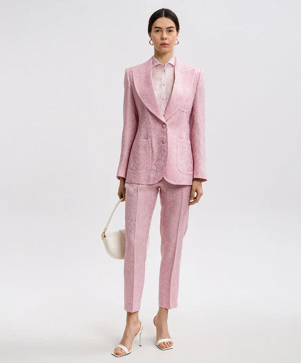 Etro Pink Jacquard Blazer Jacket size 44 US 8