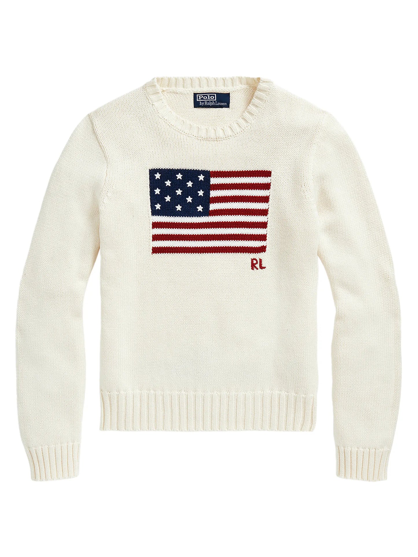 Polo Ralph Lauren Cream Flag Cotton Crewneck Sweater size L
