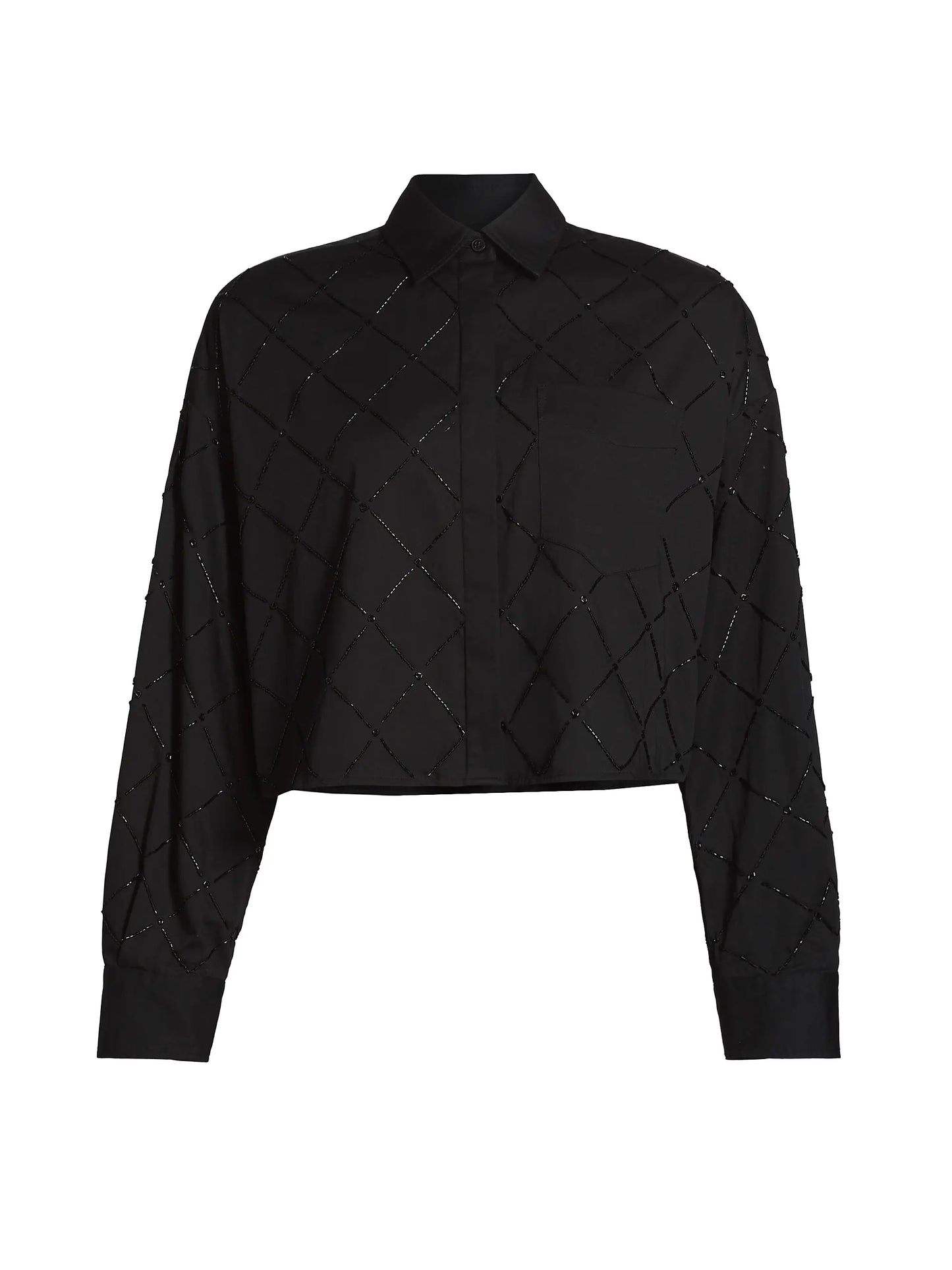 Rag & Bone Beatrice Embroidered Cropped Shirt Black size XS