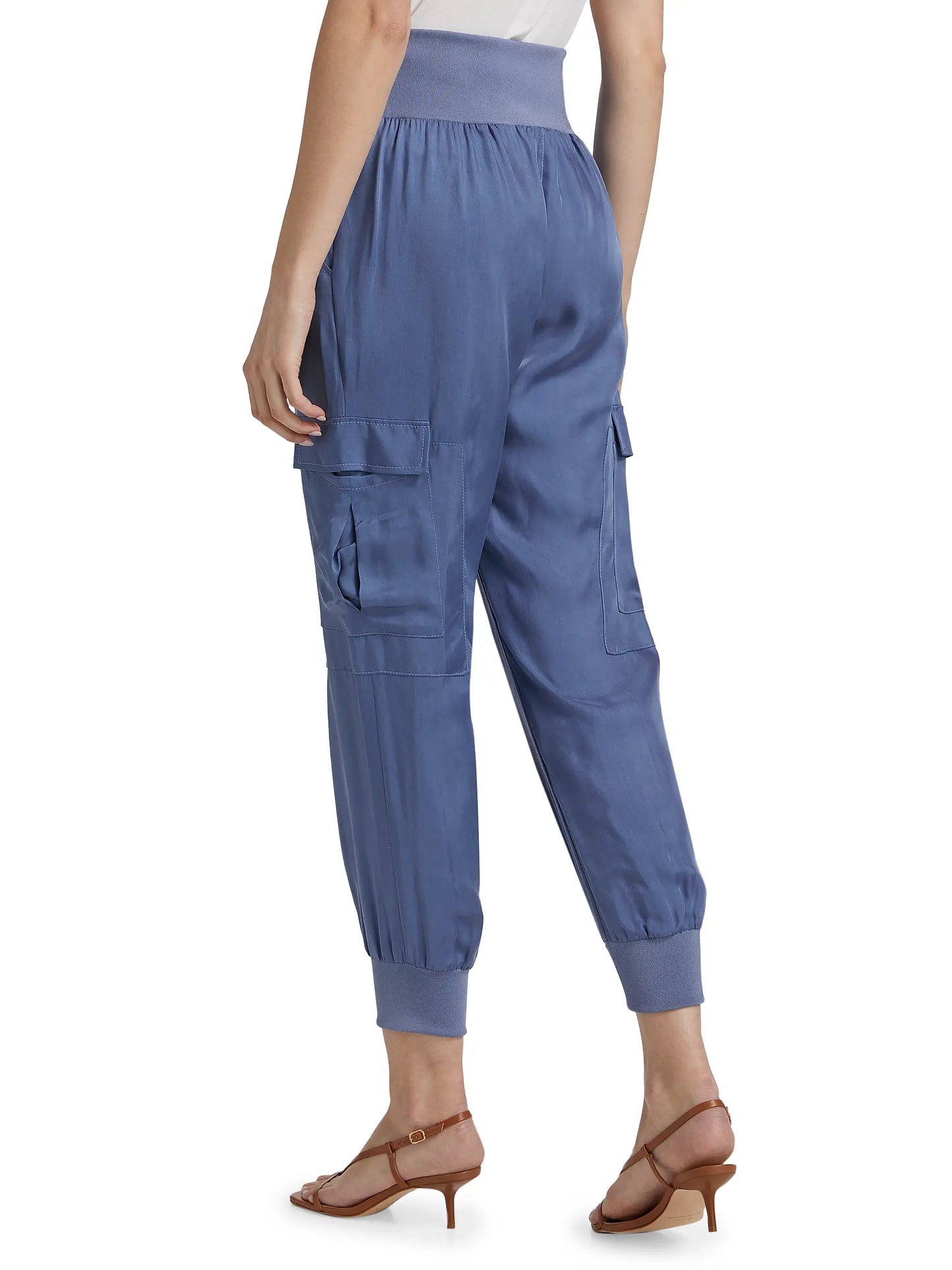 Cinq a Sept Holly Ruffle Sleeve Jacket In Indigo and Giles Cargo Joggers size M