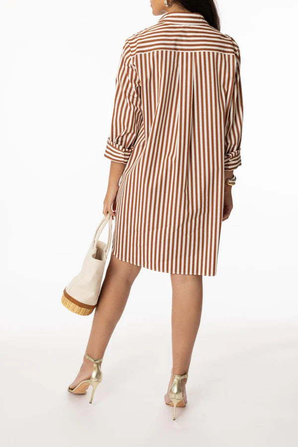 TWP Morning After Shirt Dress Brown Stripe size L