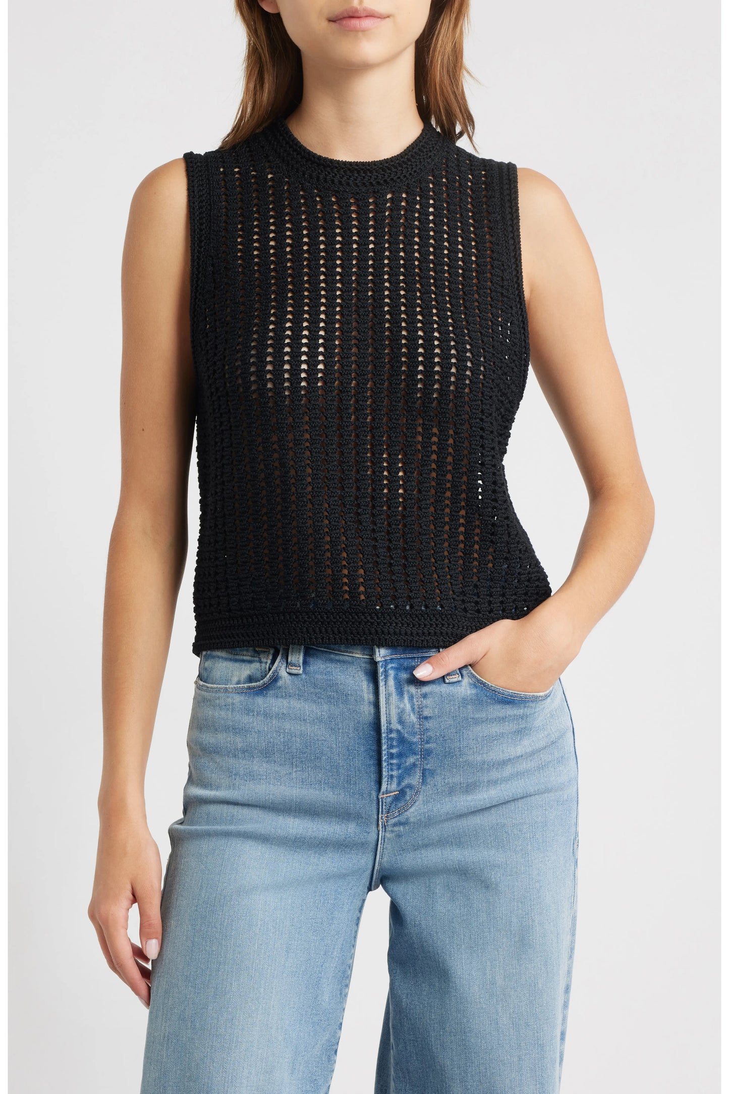 Frame The Crochet Tank Top Black size S