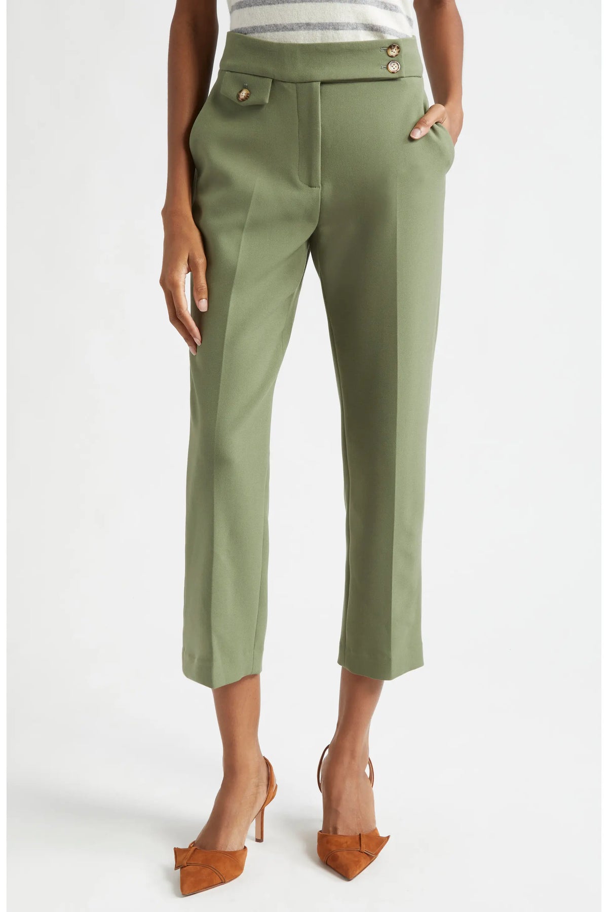 Veronica Beard Renzo Pants in Stone Army Green size 2