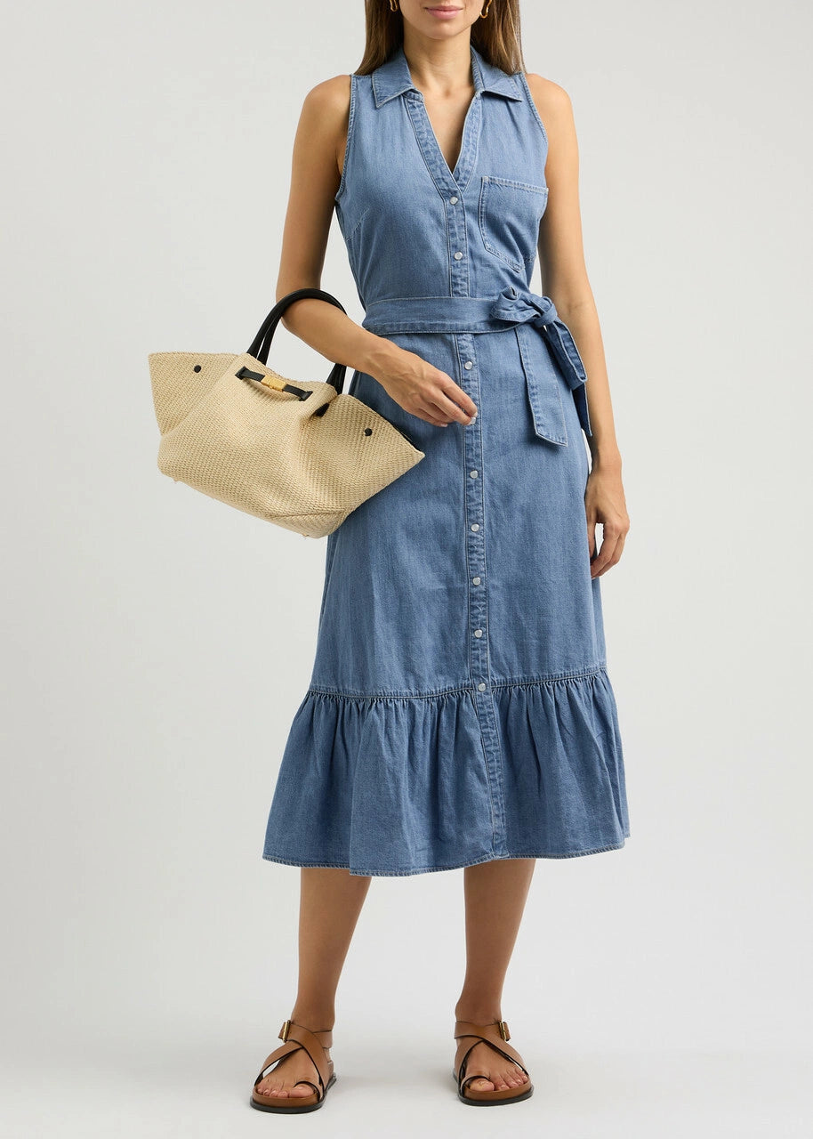 Veronica Beard Edwina Sleeveless Midi Shirt Dress Denim size 0