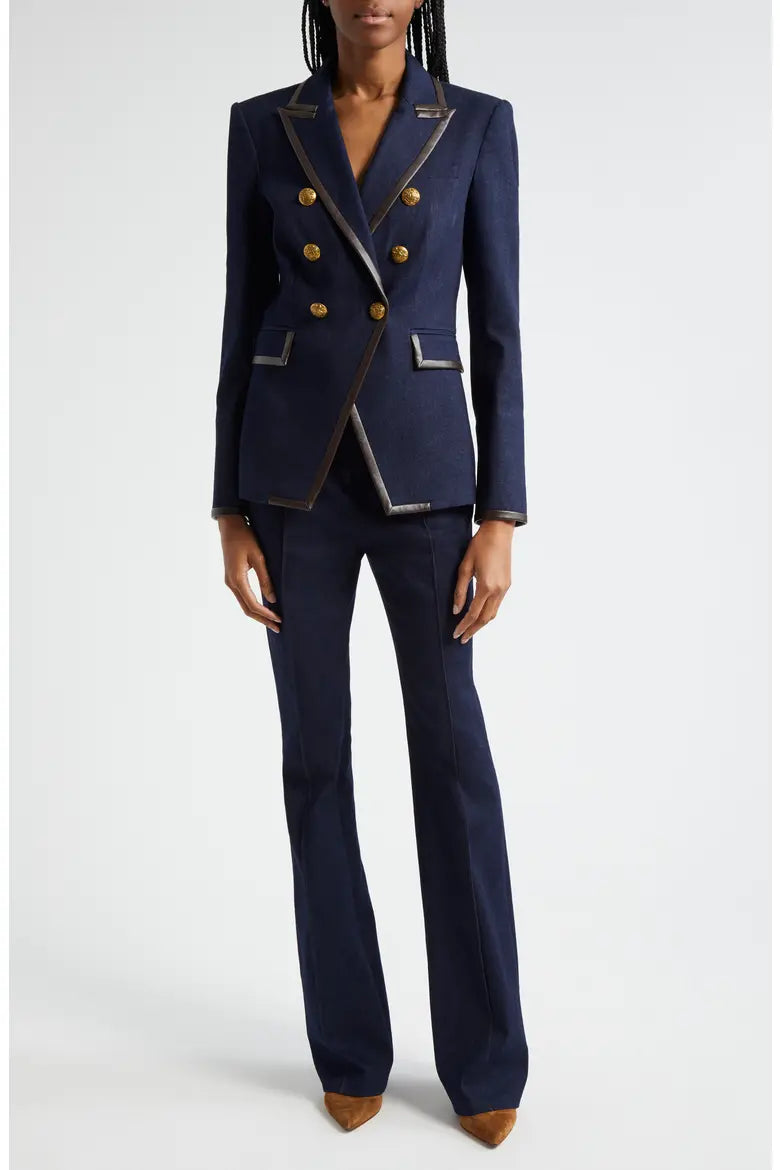 Veronica Beard Miller Denim Dickey Blazer Jacket in Midnight Wash size 16
