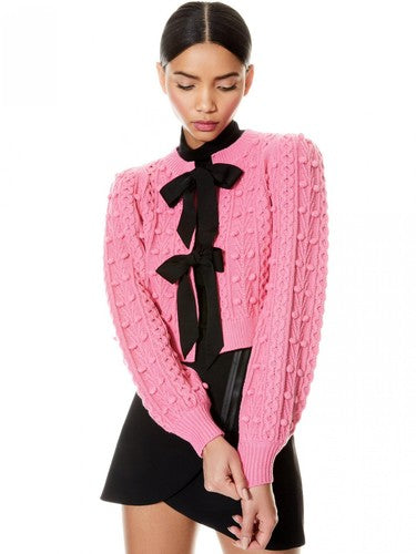 Alice + Olivia Pink Kitty Puff Sleeve Cardigan size XL