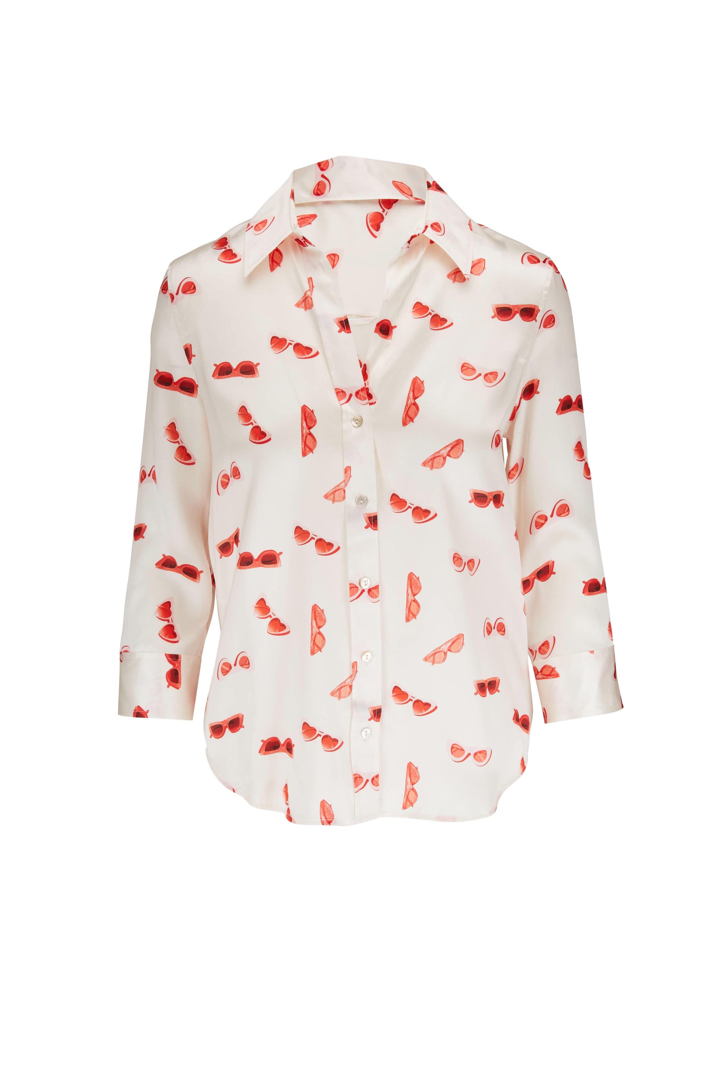 L'Agence Dani Vintage White Heart Sunglasses Silk Blouse size L