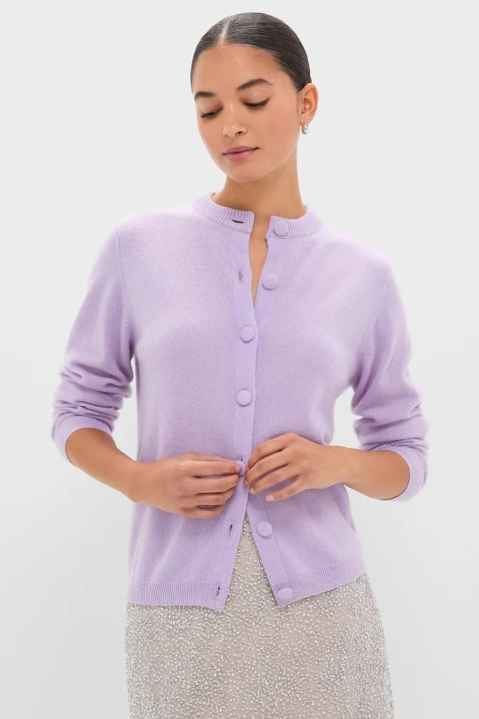 Tuckernuck Lavender Frost Cashmere Covered Button Quinn Cardigan size XS