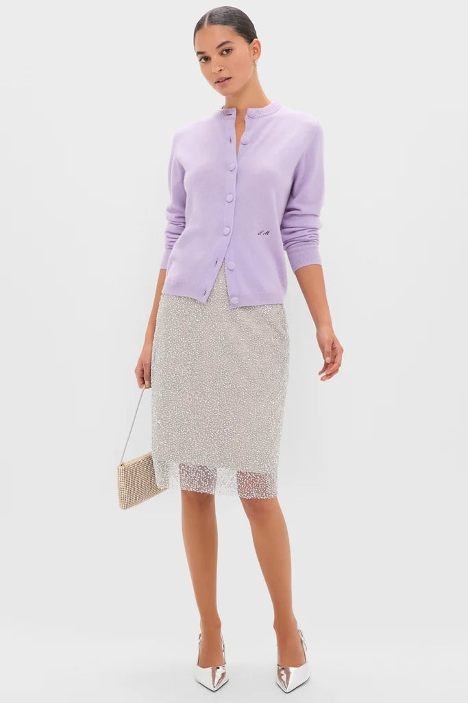 Tuckernuck Lavender Frost Cashmere Covered Button Quinn Cardigan size XS