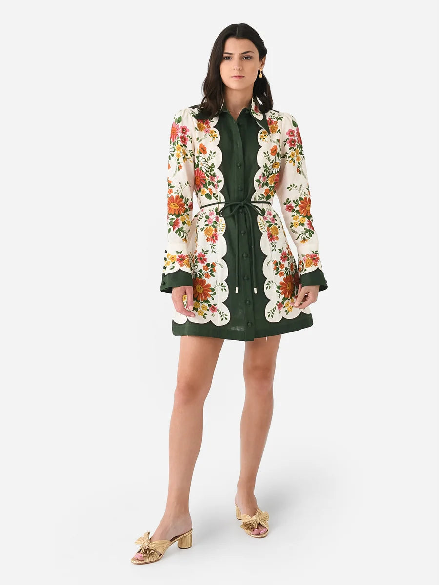 Alemais Elisabetta Mini Dress in Linen size AU 10 US 6