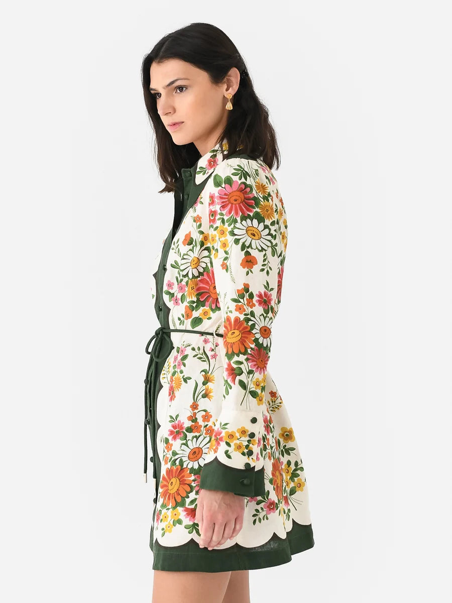 Alemais Elisabetta Mini Dress in Linen size AU 10 US 6