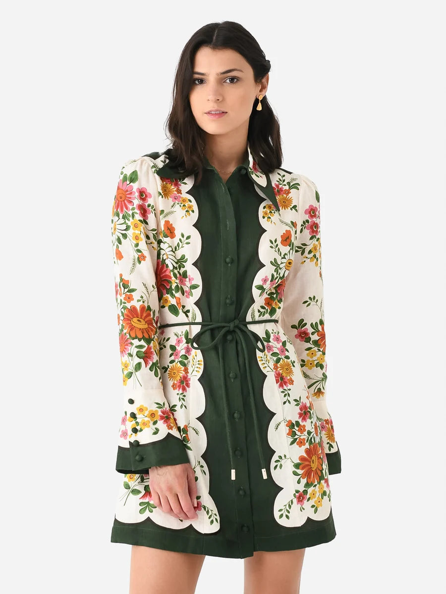 Alemais Elisabetta Mini Dress in Linen size AU 10 US 6