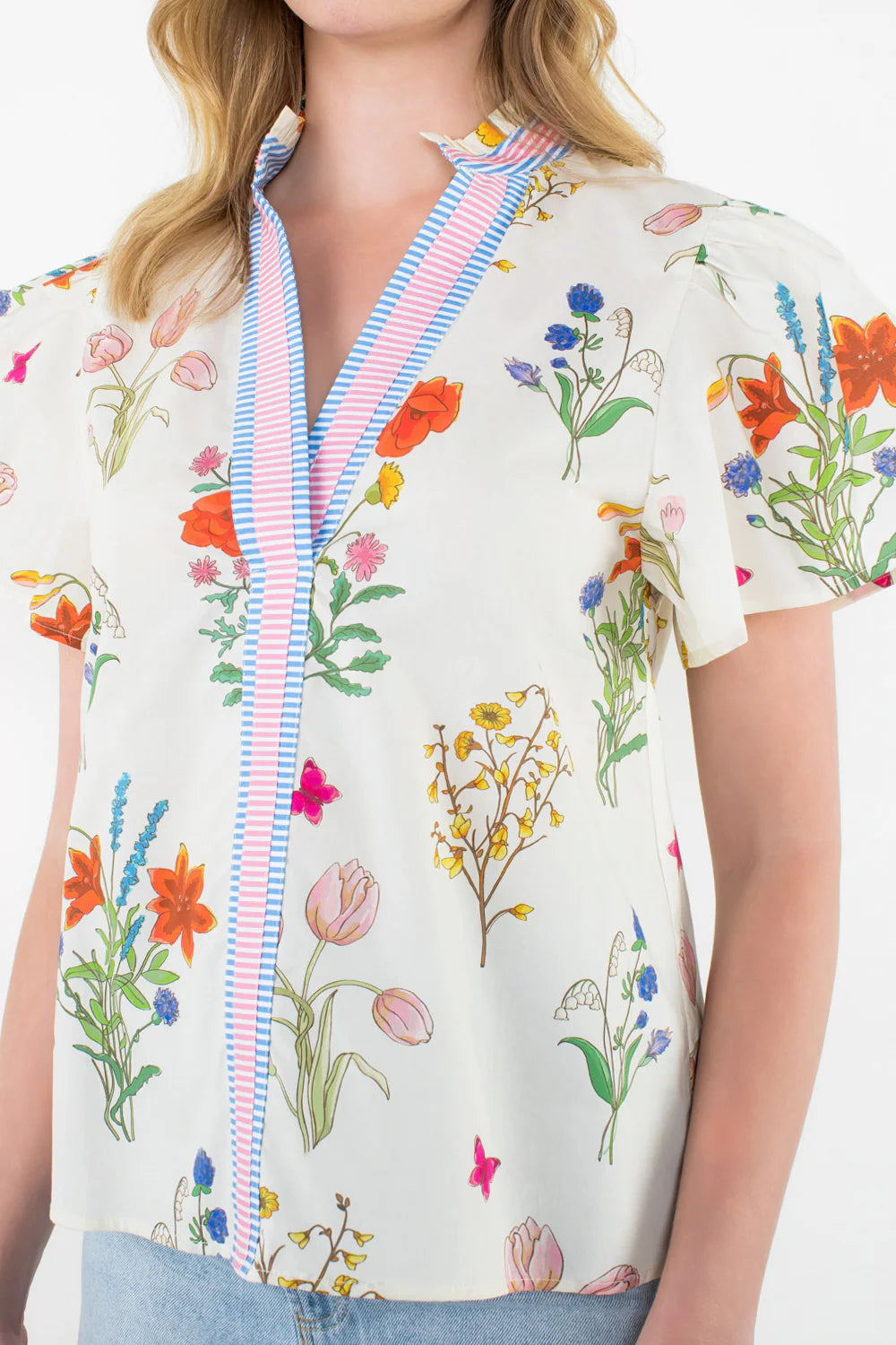 THML Short Sleeve Floral Top size L