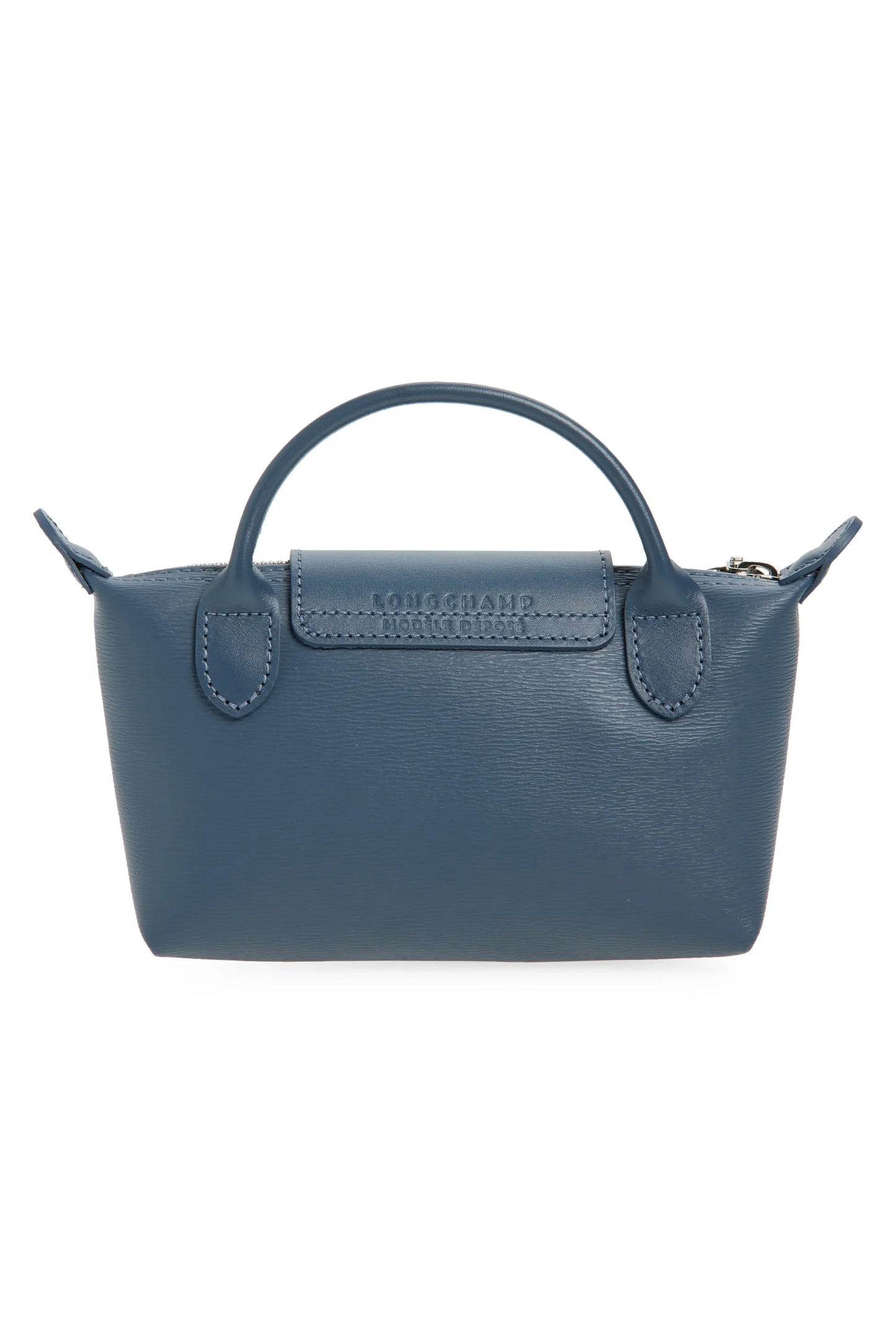 Longchamp Le Pliage Leather City Mini Top Handle Cosmetic Pouch in Slatex