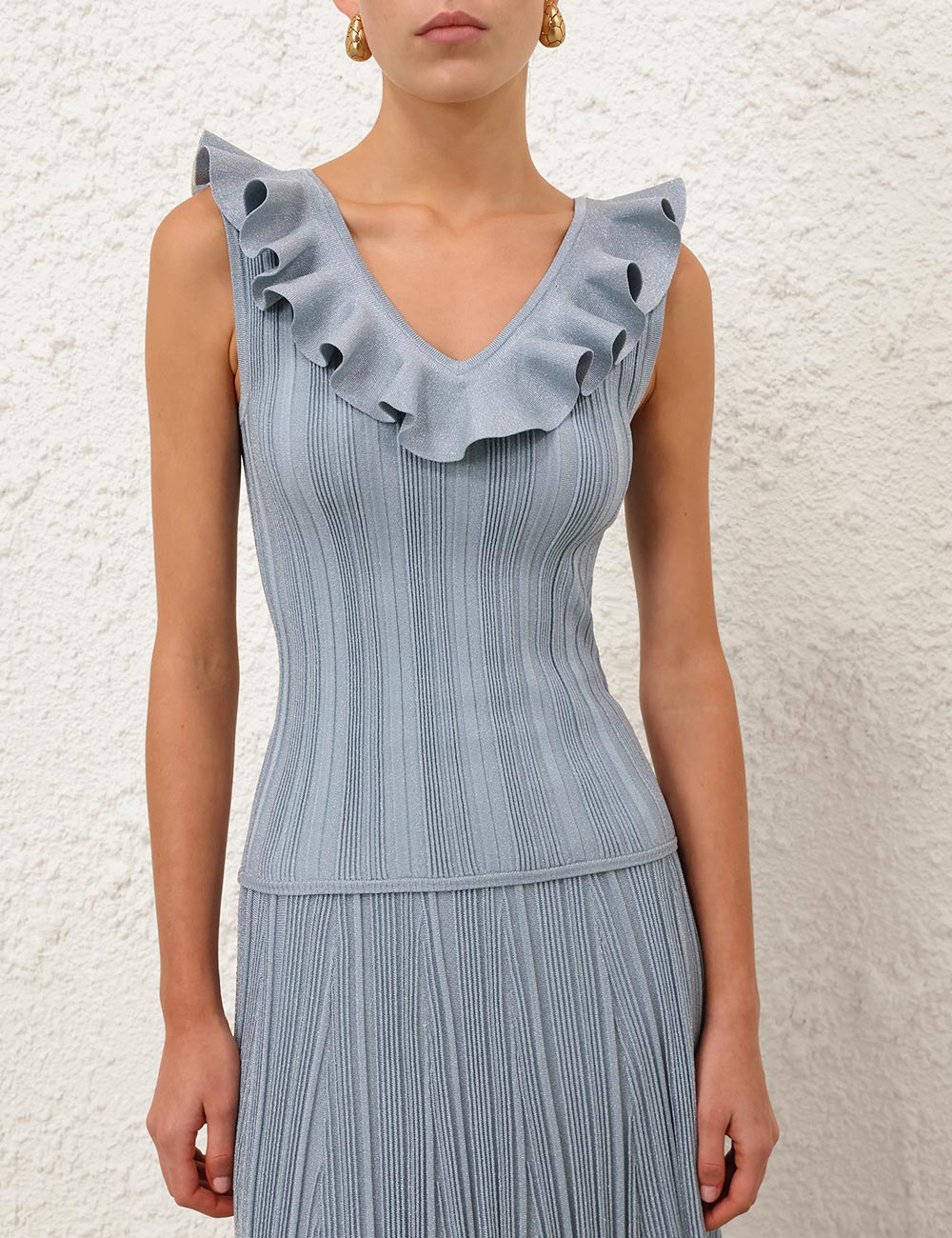 Zimmermann Aster Metallic Frill Top with Aster Metallic Midi Skirt size US 8/10