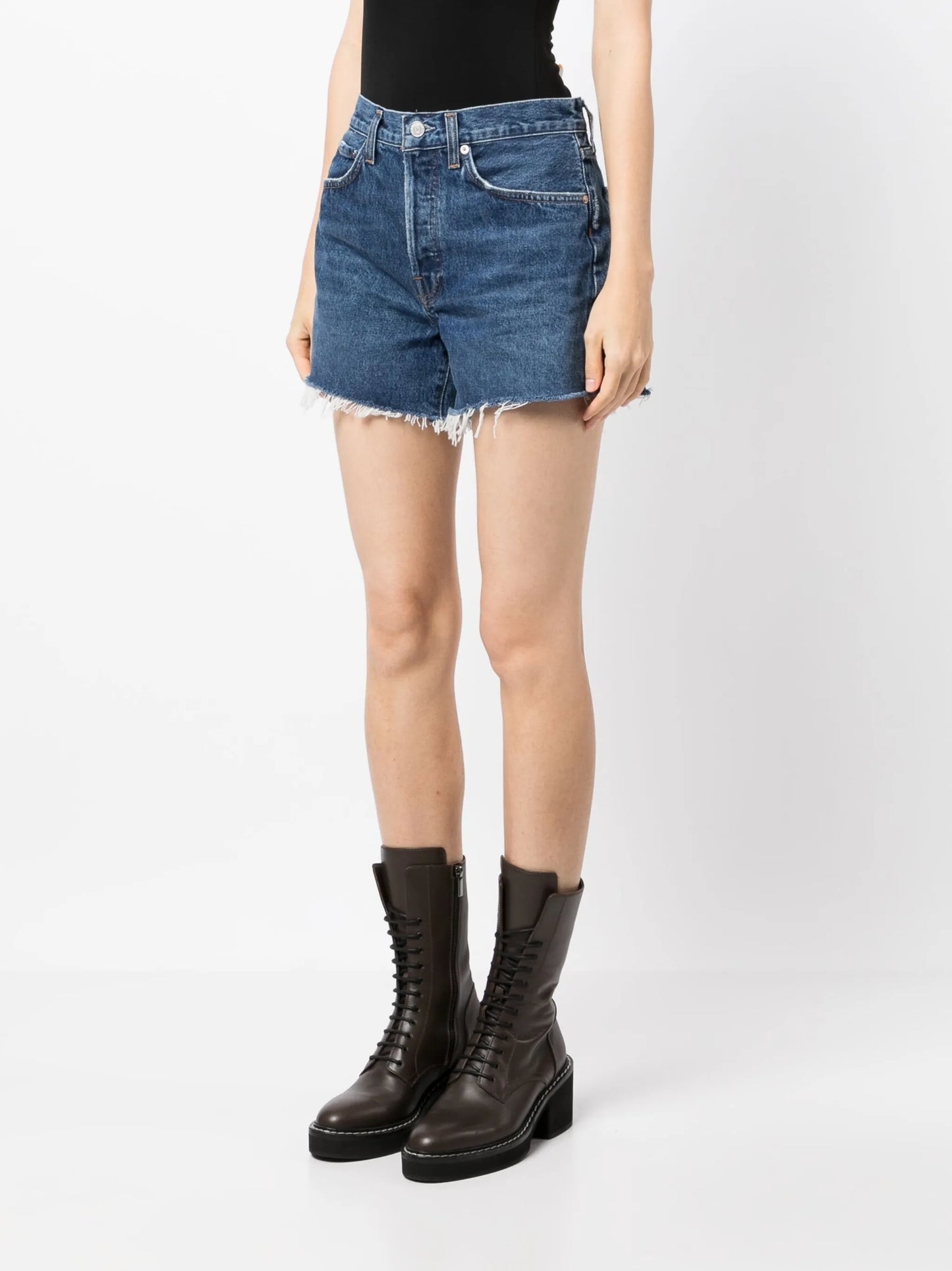 Agolde Parker Long Raw Hem Denim Shorts size 30