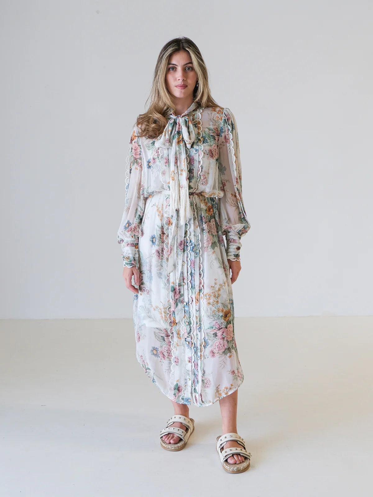 Zimmermann Wavelength Silk Floral Midi Dress size 1 US 6