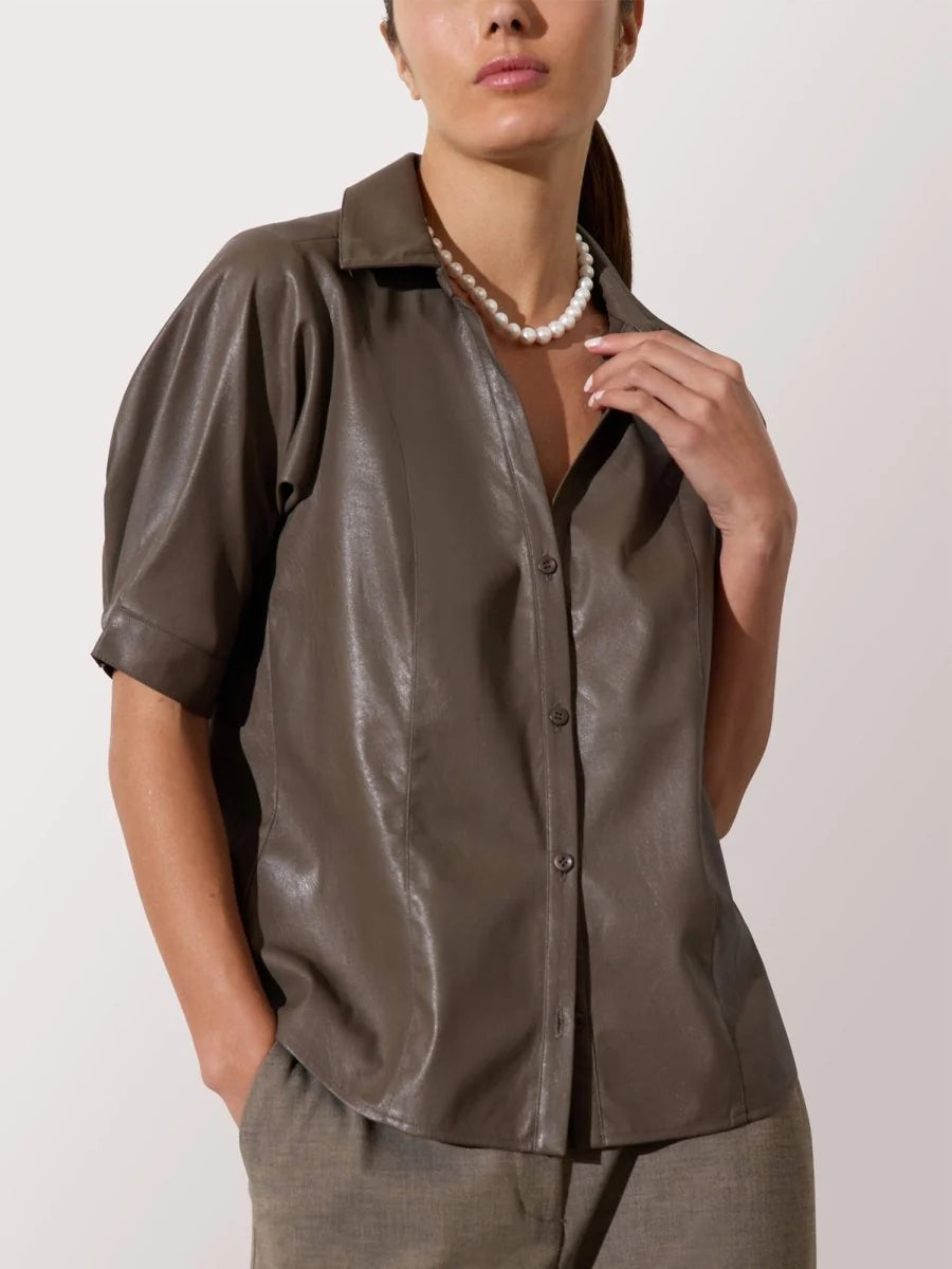 Brochu Walker The Max Leather Shirt in Tanner Gray size S