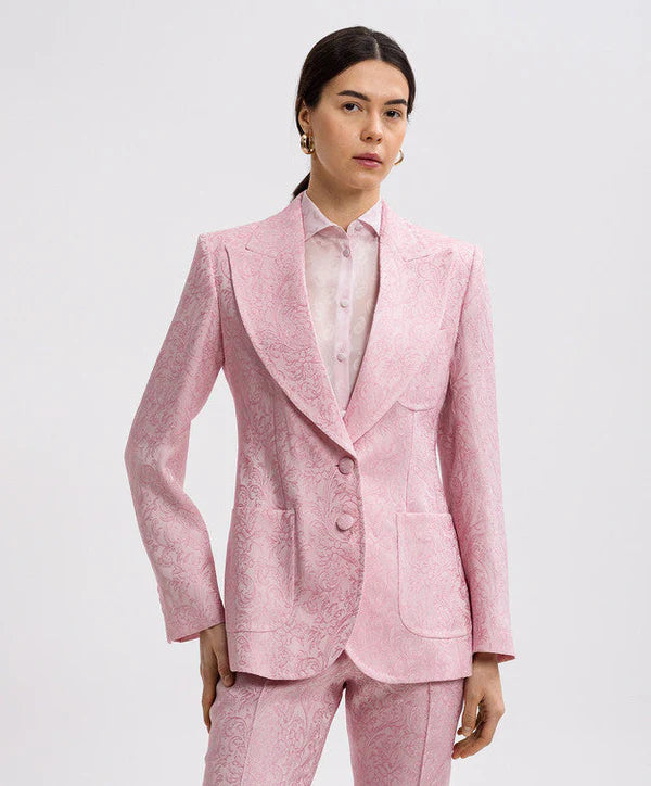 Etro Pink Jacquard Blazer Jacket size 44 US 8