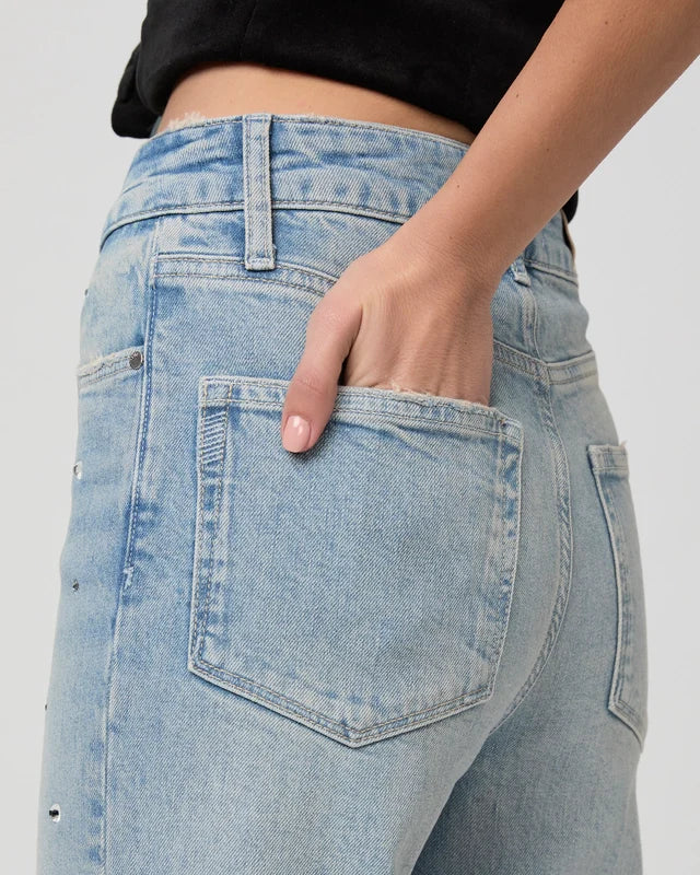 Paige Sasha Eza Crystal Embellished Wide Leg Jeans size 28