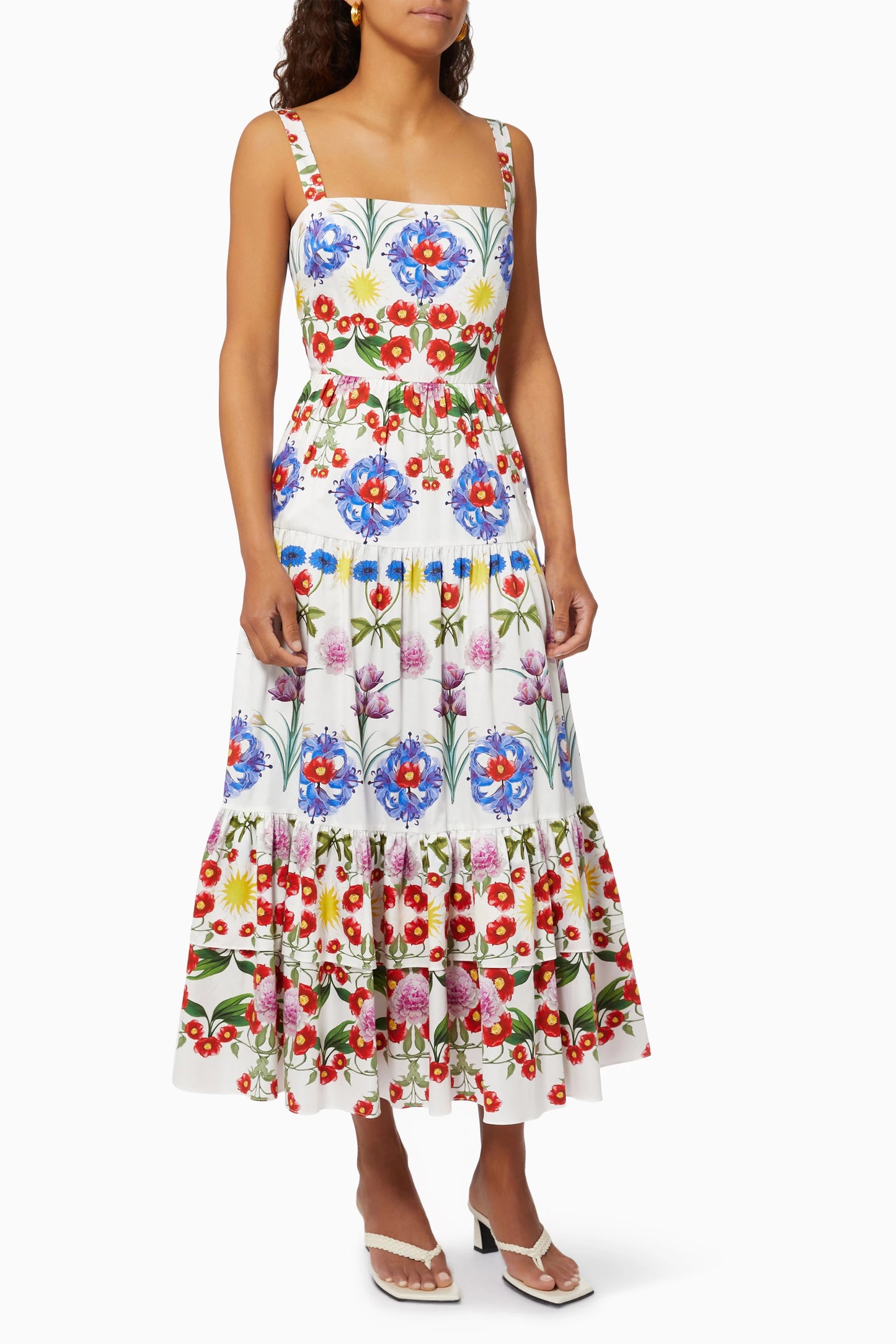 Borgo De Nor Daniela Floral-print Cotton-poplin Dress In White size 6