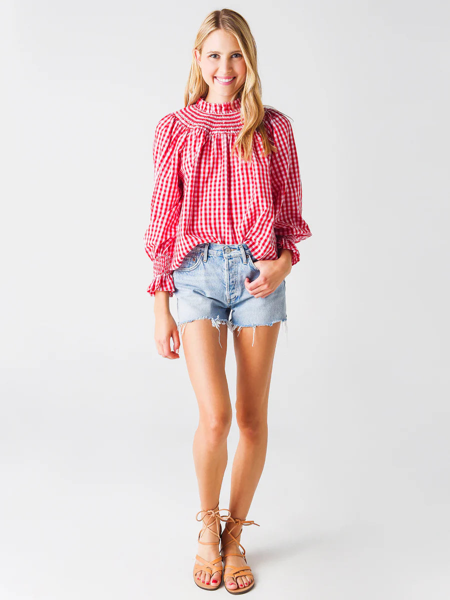 Hunter Bell Hayes Blouse Red Gingham size L