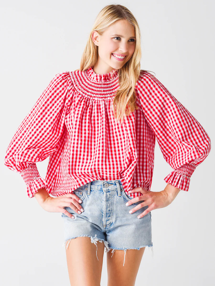 Hunter Bell Hayes Blouse Red Gingham size L