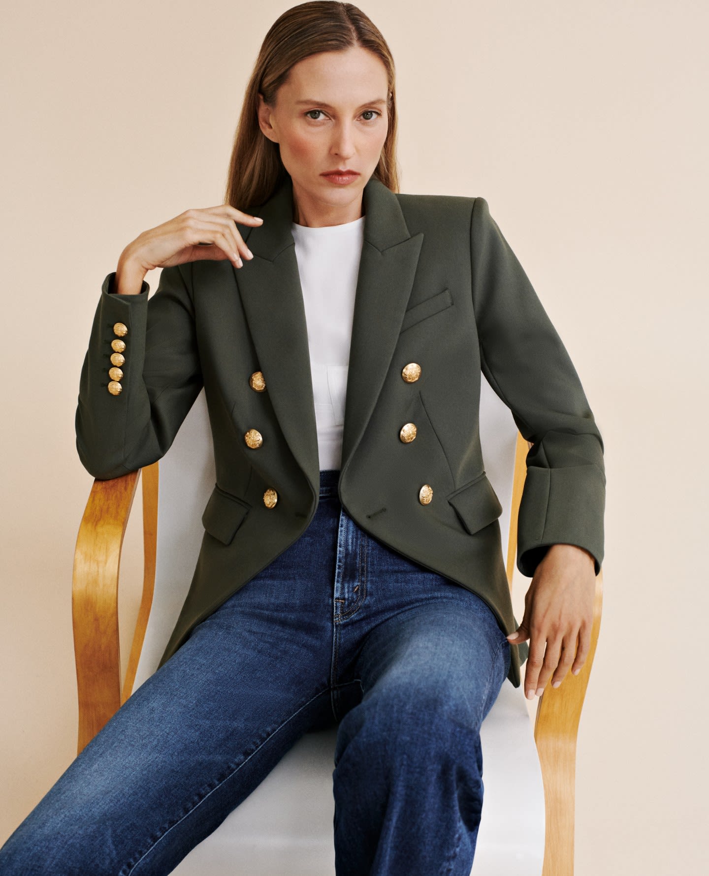 Veronica Beard Miller Dickey Jacket in Olive with Gold Buttons size 4