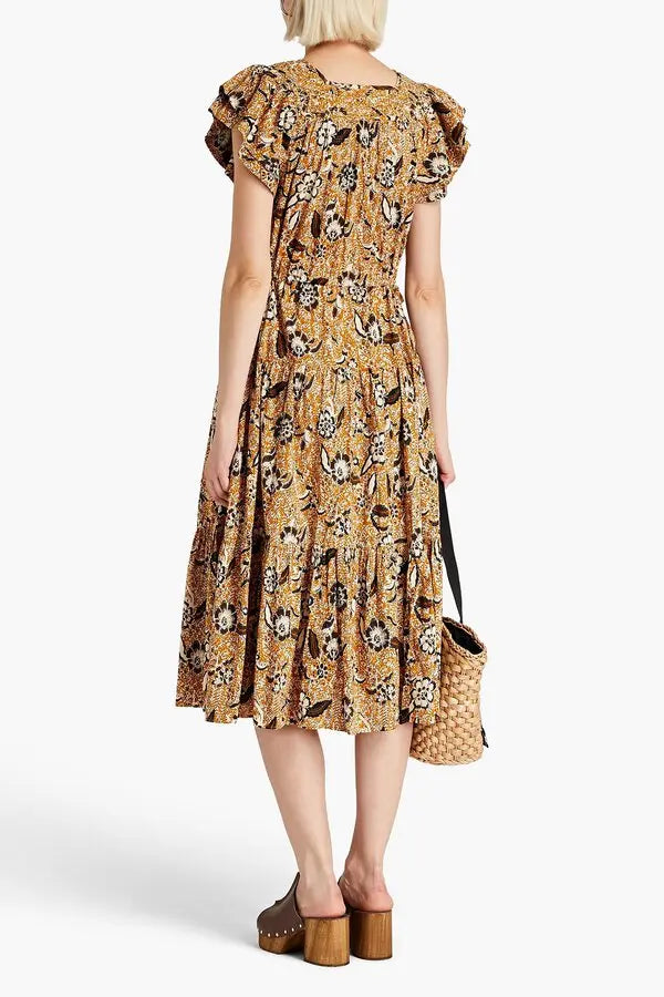 Ulla Johnson Zuma Midi Dress in Amber size 4
