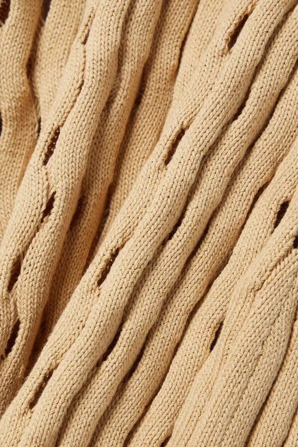 Cult Gaia Rubi Fringed Open Knit Cotton Halterneck Dress Coverup size S