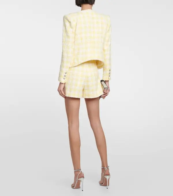 Veronica Beard Bryne Tailored Yellow Check Tweed Jacket size 2