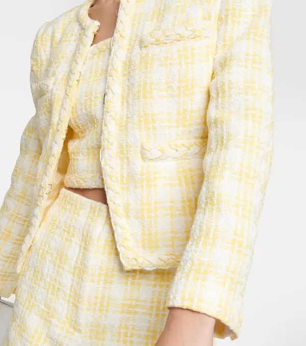 Veronica Beard Bryne Tailored Yellow Check Tweed Jacket size 2