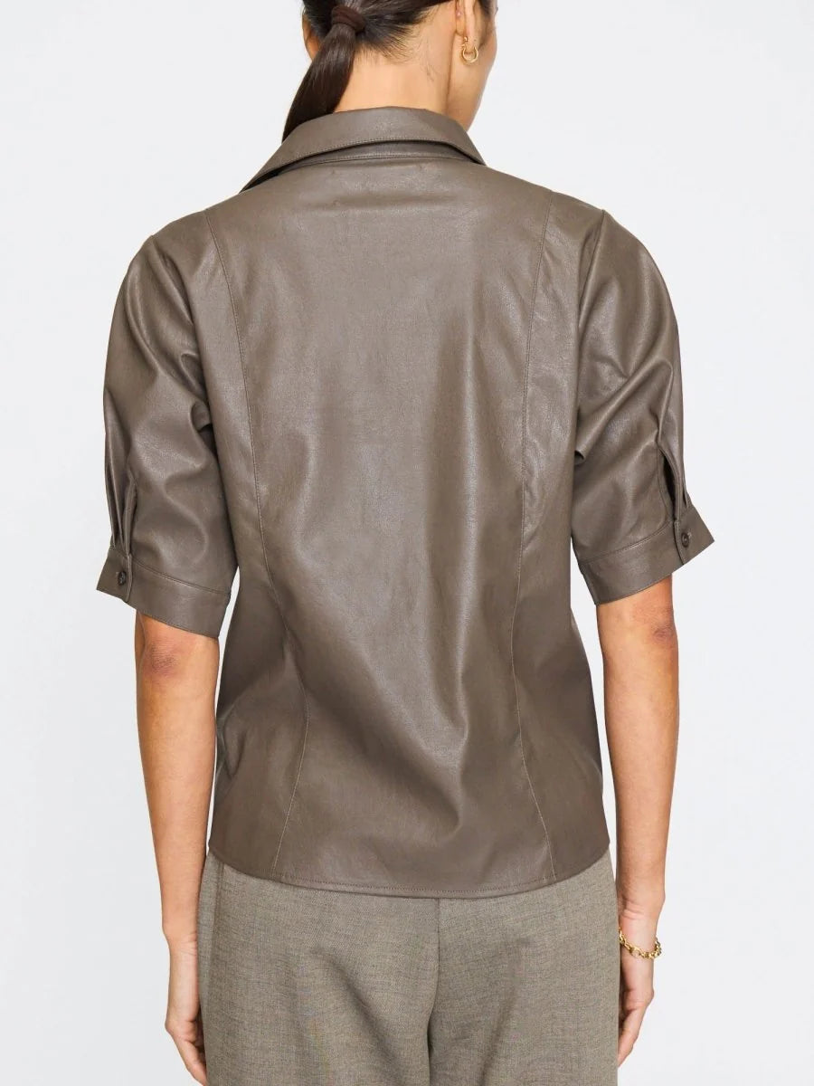 Brochu Walker The Max Leather Shirt in Tanner Gray size S