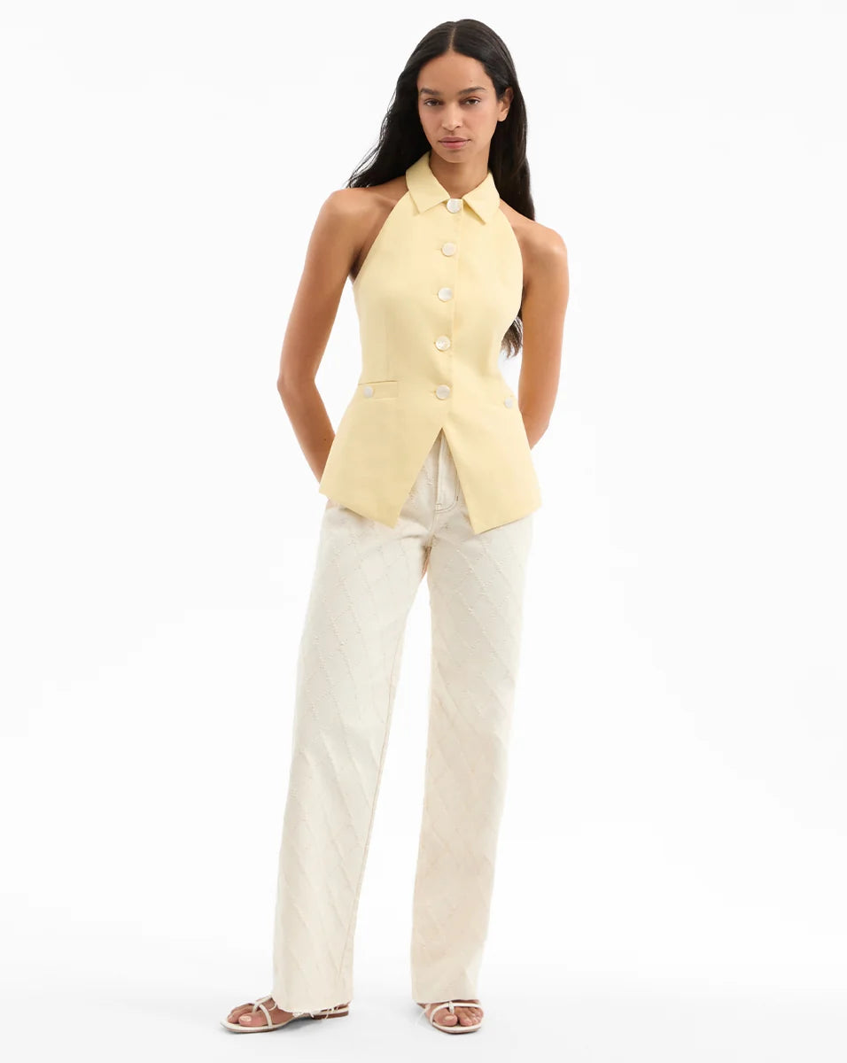 Veronica Beard Orlinda Vest in Chamomile Yellow size 00